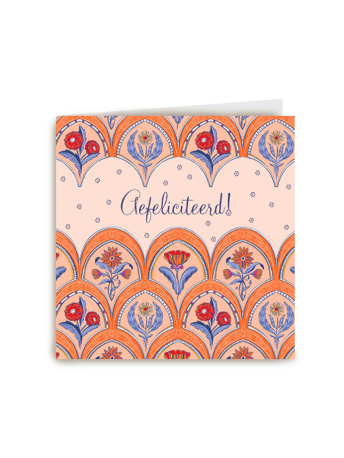 Felicitatie kaart tegeltje met bloemen