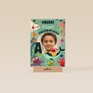 Zwemdiploma kaart met foto en naam