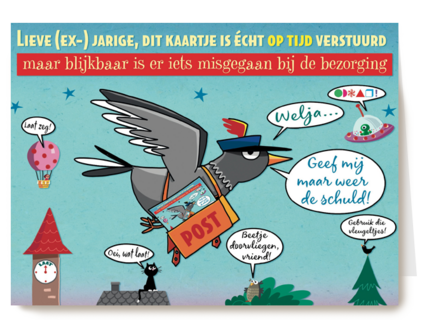 smile kaart verjaardag te laat oeps