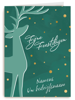 kerstkaart met rendier op groene achtergrond