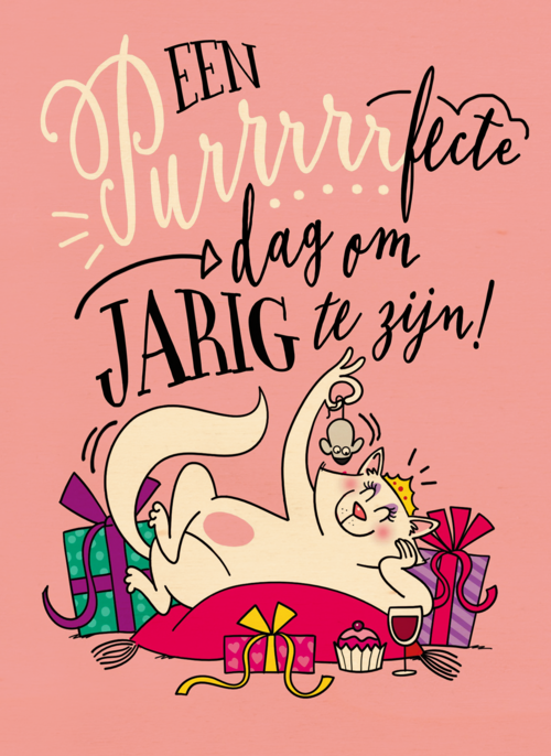 verjaardagskaart kat een purrrrrfecte dag om jarig te zijn