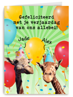 Gefeliciteerd met je verjaardag van ons allebei