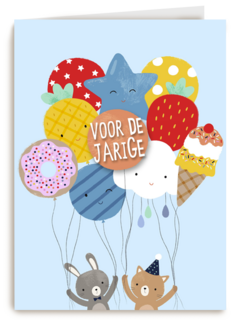 voor de jarige een grote tros ballonnen