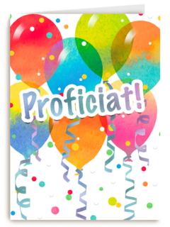 proficiat met ballonnen en confetti