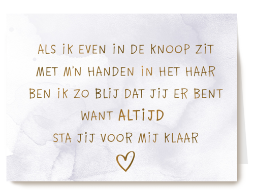 Valentijnskaart romantisch Altijd sta jij voor mij klaar