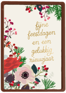 Kerstkaart klassiek bloemen en kersttak