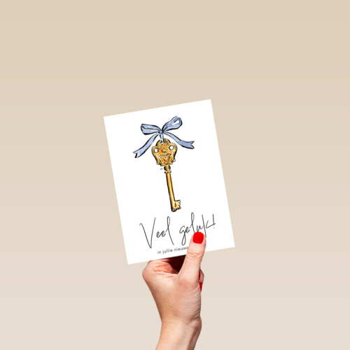 Nieuwe woning kaart Sleutel met veel geluk