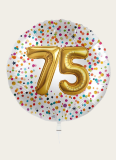Ballon 75 jaar Confetti Goud 