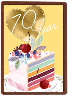 verjaardagskaart voor 70 jaar met cake