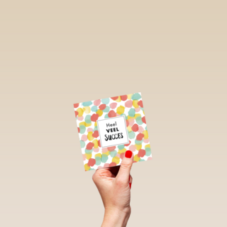 kaart heel veel succes ronde gekleurde bolletjes