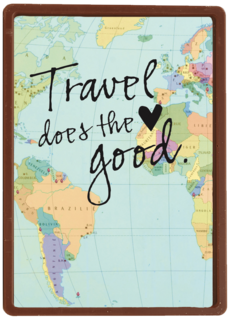 reizen kaart met de tekst travel does the heart good