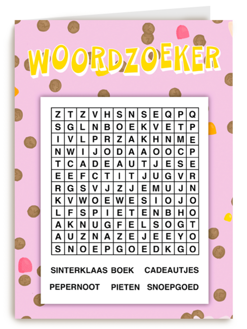 Sinterklaaskaart woordzoeker