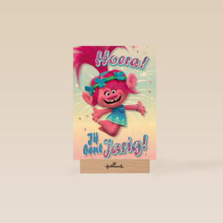 verjaardag kaart trolls hoera jij bent jarig poppy