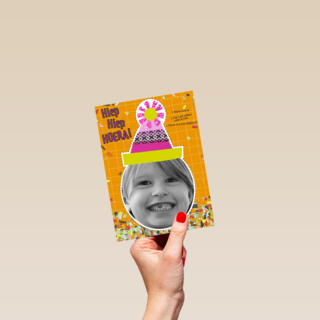 verjaardag kaart kids meisje feestmuts