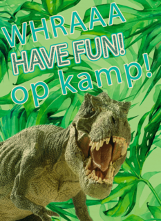 Op kamp kaart trek dinosaurus have fun