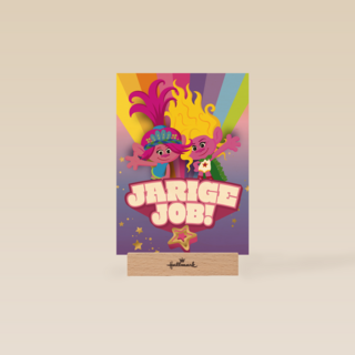 Verjaardagskaart Trolls jarige job