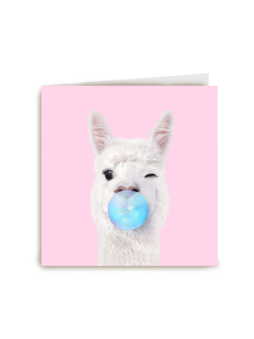 Verjaardagskaart tiener grappig Alpaca met kauwgum