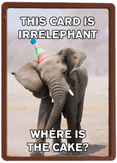 verjaardag kaart grappig this card is irrelephant