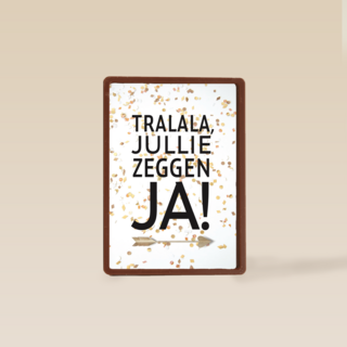 huwelijks kaart tralala jullie zeggen ja met confetti