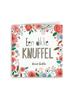 kaart zomaar een dikke knuffel bloemen