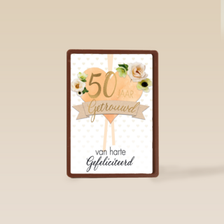 huwelijkskaart 50 jaar getrouwd hart bloemen