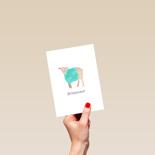 Beterschapskaart schaap met trui