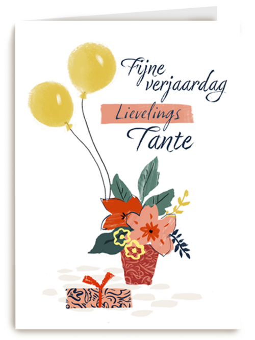 een bloemetje met ballonnen voor een tante