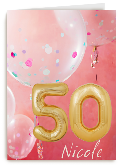 verjaardag kaart leeftijd 50 vrouw ballon