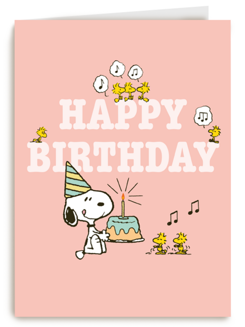 Snoopy verjaardagskaart roze