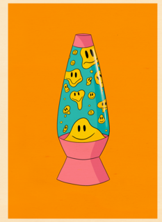 Vrolijke lavalamp gevuld met smileys