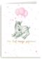 Babykaart dochter Zebra met roze ballonnen