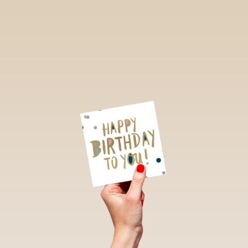 monmon kaart met de simpele boodschap happy birthday to you