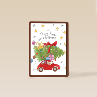 Kerstkaart matia studio kerstboom op auto