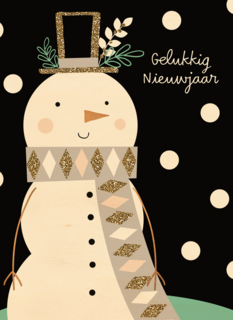 nieuwjaarskaart sneeuwpop
