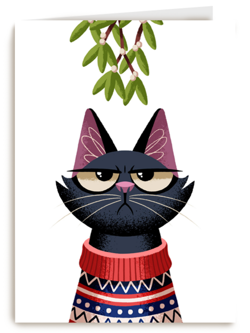 grumpy kat under the mistletoe