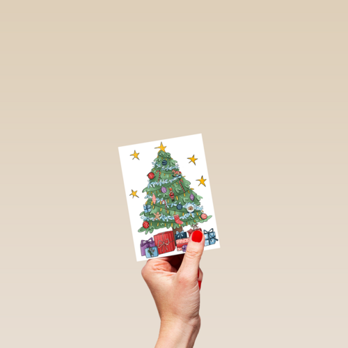 kerstkaart hip kerstboom getekend matia studio