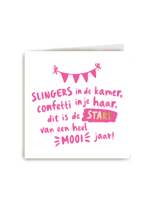 verjaardag kaart slingers in de kamer