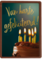 verjaardag kaart van harte gefeliciteerd taart met kaarsjes