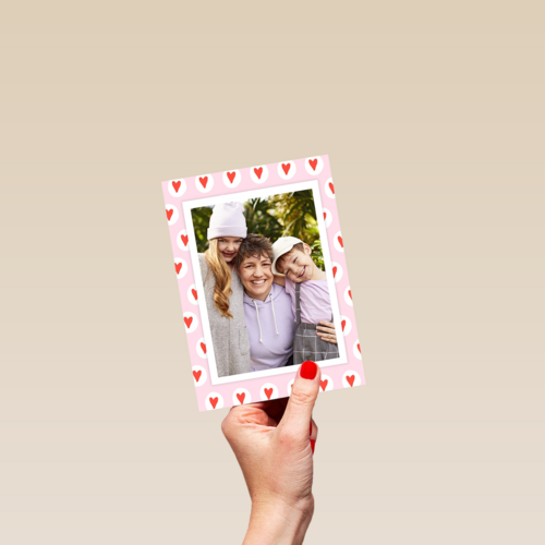 fotokaart roze met hartjes