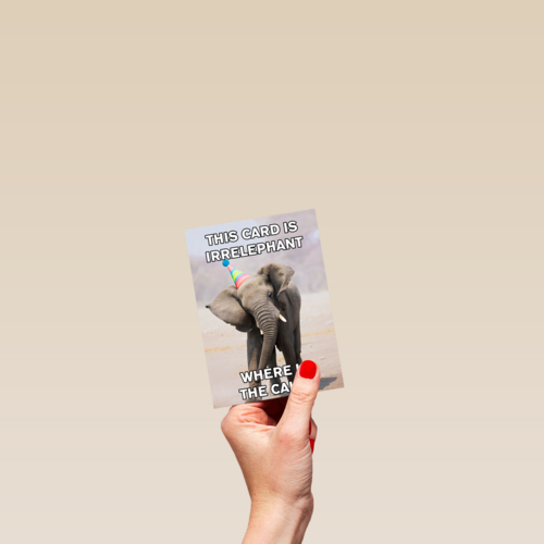 verjaardag kaart grappig this card is irrelephant