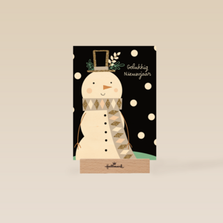 nieuwjaarskaart sneeuwpop