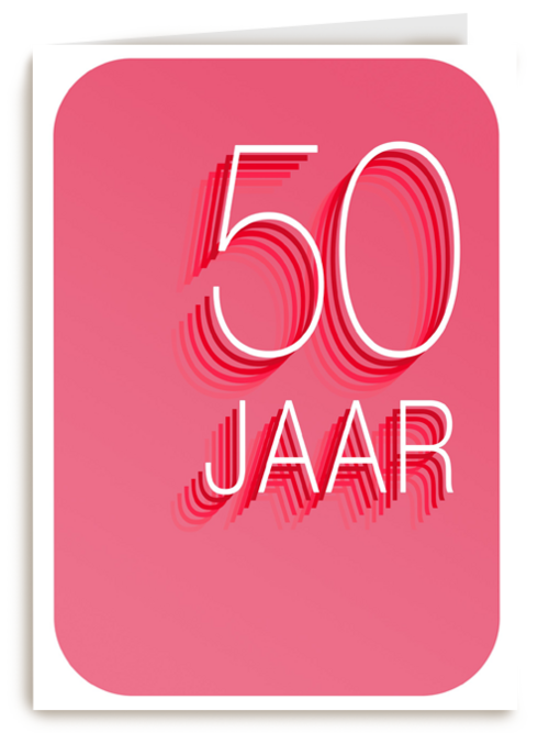 Verjaardagskaart 50 jaar roze rood