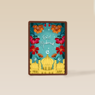 eid mubarak kaart met bloemen