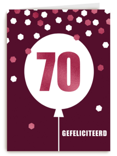 Verjaardagskaart leeftijden vrouw 70 ballon