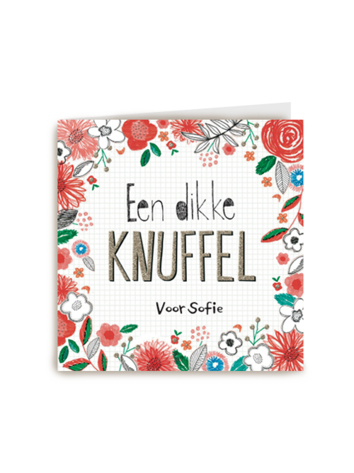 kaart zomaar een dikke knuffel bloemen