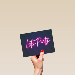 Verjaardagskaart neon lets party