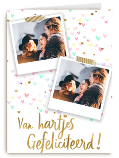 verjaardag kaart foto van hartjes gefeliciteerd