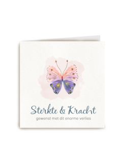 vlinder condoleancekaart met sterkte en kracht