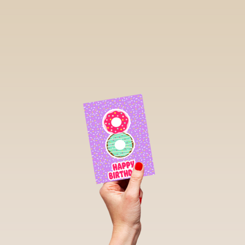Verjaardagskaart 8 jaar confetti