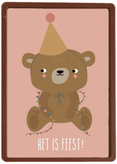 Verjaardagskaart Eef Lillemor beer met feesthoed
